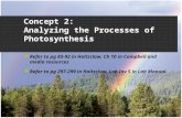 Concept 2: Analyzing the Processes of Photosynthesis  Refer to pg 83-92 in Holtzclaw, Ch 10 in Campbell and media resources  Refer to pg 297-299 in Holtzclaw,
