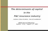 The determinants of capital in the P&C insurance industry Authors: Elena Grubisic, Darrell Leadbetter ARIA Annual Meeting Quebec City, August 6, 2007.