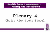 Plenary 4 Chair: Alex Scott-Samuel Health Impact Assessment: Making the Difference.