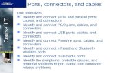 Course ILT Ports, connectors, and cables Unit objectives Identify and connect serial and parallel ports, cables, and connectors Identify and connect PS/2.