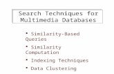 Search Techniques for Multimedia Databases  Similarity-Based Queries  Similarity Computation  Indexing Techniques  Data Clustering  Search Algorithms.