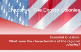 Chapter 4: The English Colonies Essential Question: What were the characteristics of the regional colonies?