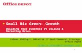1 Small Biz Green: Growth Building Your Business by Selling & Marketing Green Yalmaz Siddiqui, Director of Environmental Strategy, Office Depot Yalmaz.siddiqui@officedepot.com.