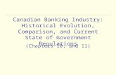 Canadian Banking Industry: Historical Evolution, Comparison, and Current State of Government Regulations (Chapters 10, and 11)