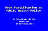 Food Fortification as Public Health Policy TH Tulchinsky MD MPH Braun SPH 24 November 2013 1.