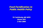 Food Fortification in Public Health Policy TH Tulchinsky MD MPH Braun SPH 2 Nov 2004.