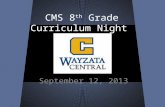 CMS 8 th Grade Curriculum Night September 12, 2013.