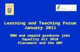 Learning and Teaching Forum January 2011 NMW and unpaid graduate jobs Equality Act 2010 Placement and the UMF.