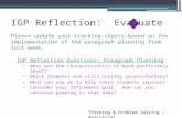 IGP Reflection: Evaluate Please update your tracking charts based on the implementation of the paragraph planning from last week. IGP Reflection Questions: