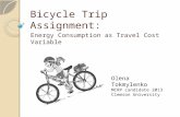 Bicycle Trip Assignment: Energy Consumption as Travel Cost Variable Olena Tokmylenko MCRP candidate 2013 Clemson University.