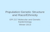Population Genetic Structure and Race/Ethnicity EPI 217 Molecular and Genetic Epidemiology Winter 2013.