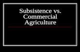 Subsistence vs. Commercial Agriculture. What makes subsistence agriculture different from commercial agriculture? Purpose of farming Percentage of farmers.