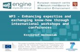 WP3 – Enhancing expertise and exchanging know-how through international workshops and conferences Krzysztof Walkowiak.
