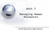 Unit 7 Managing Human Resources Small Business Operations.