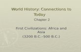 World History: Connections to Today First Civilizations: Africa and Asia (3200 B.C.–500 B.C.) Chapter 2.