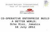 1 CO-OPERATIVE ENTERPRISE BUILD A BETTER WORLD: Ocho Rios, Jamaica 18 July 2012 United Nations International Year of Co-operatives.