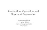 Production, Operation and Shipment Preparation Export Academy 1 June 2011 Hansar Bangkok Hotel Vernon Li.