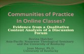 Evidence from a Qualitative Content Analysis of a Discussion Forum Rovina Hatcher Asia-Pacific Nazarene Theological Seminary and the University of Kentucky.