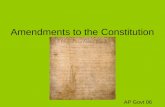 Amendments to the Constitution AP Govt 06. 1st Amendment Freedom of speech, religion, press, assembly, & petition.