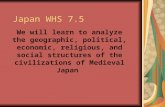 Japan WHS 7.5 We will learn to analyze the geographic, political, economic, religious, and social structures of the civilizations of Medieval Japan.