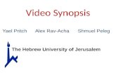 Video Synopsis Yael Pritch Alex Rav-Acha Shmuel Peleg The Hebrew University of Jerusalem.