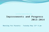 Improvements and Progress 2013-2014 Meeting for Parents: Tuesday May 13 th 6 pm.