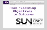 From “Learning” Objectives to Outcomes Joanie Selman, MSN, RN Stephen F. Austin State University School of Nursing.