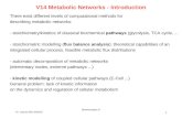 Bioinformatics III 1 V14 Metabolic Networks - Introduction There exist different levels of computational methods for describing metabolic networks: - stoichiometry/kinetics.