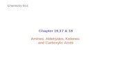 Chapter 16,17 & 18 Amines, Aldehydes, Ketones and Carboxylic Acids Chemistry B11.