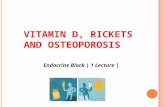 V ITAMIN D, R ICKETS AND O STEOPOROSIS Endocrine Block | 1 Lecture |