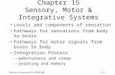 Tortora & Grabowski 9/e  2000 JWS 15-1 Chapter 15 Sensory, Motor & Integrative Systems Levels and components of sensation Pathways for sensations from.