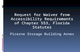 Request for Waiver from Accessibility Requirements of Chapter 553, Florida Statutes Picerne Storage Building Annex.
