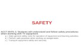 SAFETY ACCT-BVP1-3. Students will understand and follow safety procedures when working with TV equipment. a.) State general safety rules for operation.