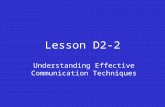 Lesson D2-2 Understanding Effective Communication Techniques.