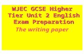 WJEC GCSE Higher Tier Unit 2 English Exam Preparation The writing paper.