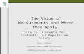 The Value of Measurements and Where they Apply Data Requirements for Evaluation of Population Policy Liezl Coetzee Southern Hemisphere Consultants liezl@southernhemisphere.co.za.