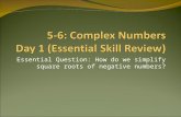 Essential Question: How do we simplify square roots of negative numbers?