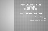 Presentation by REDISTRICTING L.L.C.. February 3, 2011: Census Data is delivered to the State Beginning of 6 month mandatory redistricting timeframe April/May,