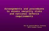 Arrangements and procedures to assess security risks and national defence requirements COL Dr Catalin-Marius Tarnacop NATO Studies Centre.