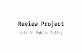 Review Project Unit 6: Public Policy. Chapter 15: The Policy-Making Process.