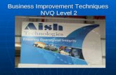 Business Improvement Techniques NVQ Level 2. The Team Peter Ferns John Cleall Nigel Wright Mike Harvard-Taylor Adam Shephard.