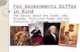 For Governments Differ in Kind The Basics About the State, the Economy, Political Power and the Evolution of American Government.