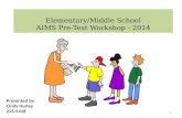 Elementary/Middle School AIMS Pre-Test Workshop - 2014 1 Presented by: Cindy Hurley 225-5418.
