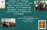 California State University, Sacramento Levers of Change: Role of Financial Aid and Institutional Reform in Promoting Student Success at California Community.