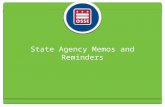State Agency Memos and Reminders. State Agency Memos 1-15: Guidance on Income Eligibility Determinations and Duration 2-15: Toddler Formula Use in the.