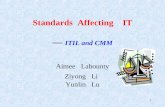 1 Standards Affecting IT — ITIL and CMM Aimee Labounty Ziyong Li Yunlin Lu.