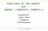 ECN 3053 Government Budgeting Assoc. Prof. Yesim Kustepeli 1 FUNCTIONS OF THE BUDGET and BUDGET (THEORIES) FORMATS-I Classical Line Item Program Performance.