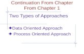 Continuation From Chapter From Chapter 1 Two Types of Approaches Data Oriented Approach Process Oriented Approach.