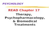 PSYCHOLOGY READ Chapter 17 Therapy, Psychopharmacology, & Biomedical Treatments.