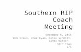 Southern RIP Coach Meeting December 5, 2013 Bob Braun, Char Ryan, Katie Schmitt, Linda Watson, SRIP Team 2/6.